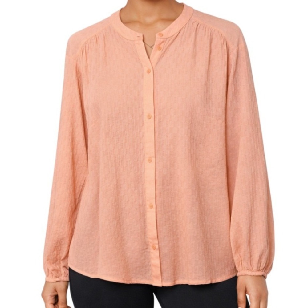 EXPRESS NWT Boyfriend Portofino Peach Textured‎ Long Sleeve Button Up Shirt XL